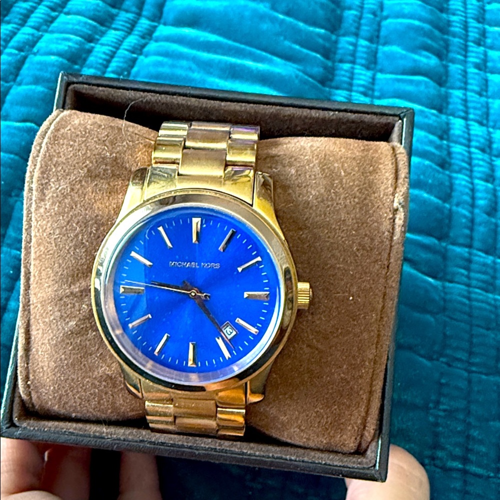 MK Blue Face Rose Gold Watch